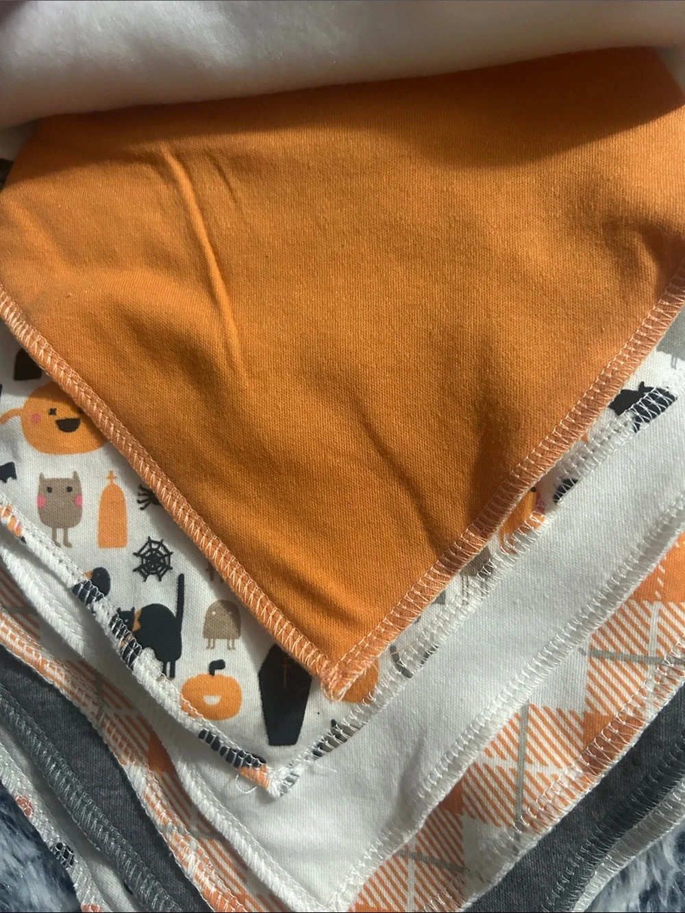 Modern Baby Orange & White Halloween Bandana Bib Set - 8 Pack